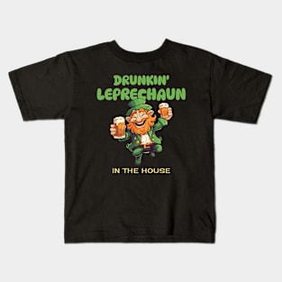 Drunk Leprechaun St Paddys Day Kids T-Shirt